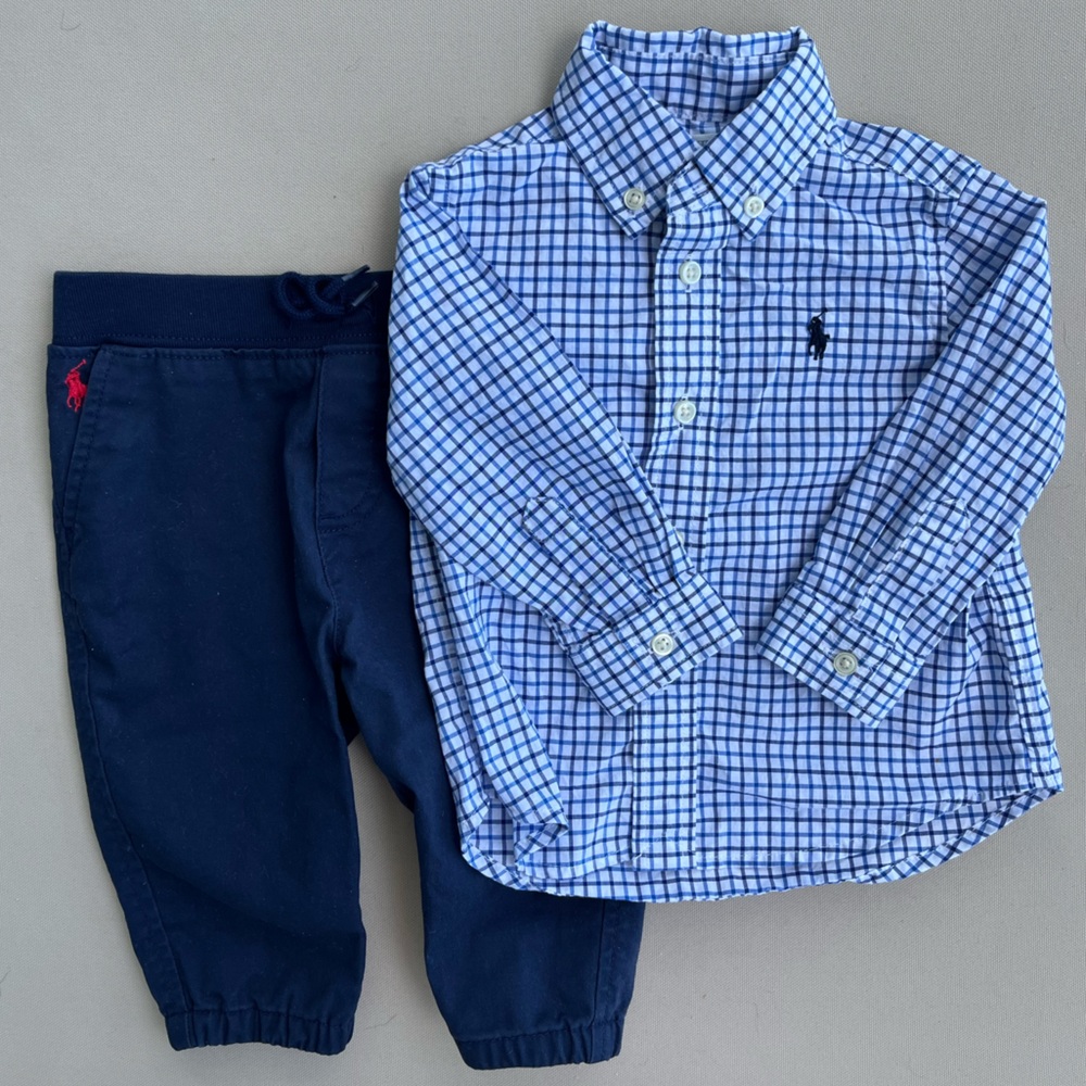 🏇Ralph Lauren🏇 Natural Stretch Poplin Shirt and Matching Chino Pant Sz 9M